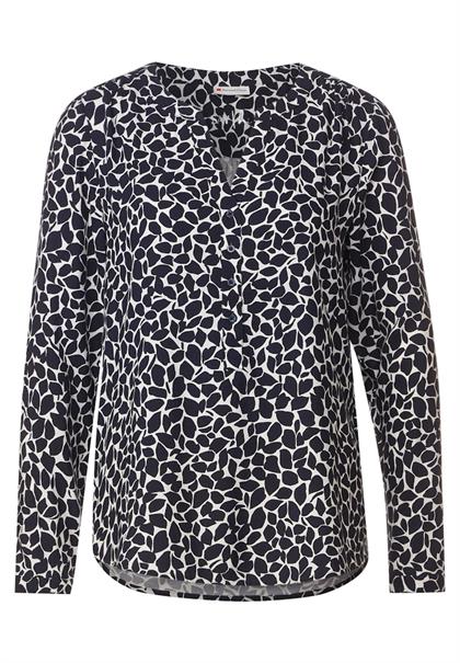 Viskose Bluse mit Print deep blue