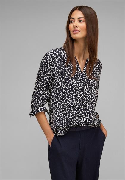 Viskose Bluse mit Print deep blue