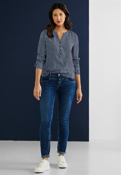 Viskose Bluse mit Print deep blue