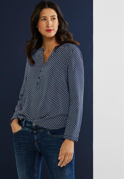 Viskose Bluse mit Print deep blue