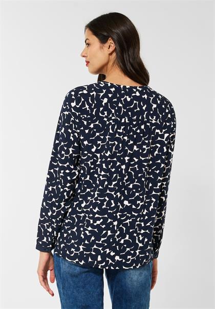 Viskose Bluse mit Print deep blue
