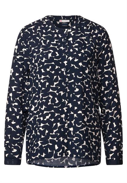 Viskose Bluse mit Print deep blue