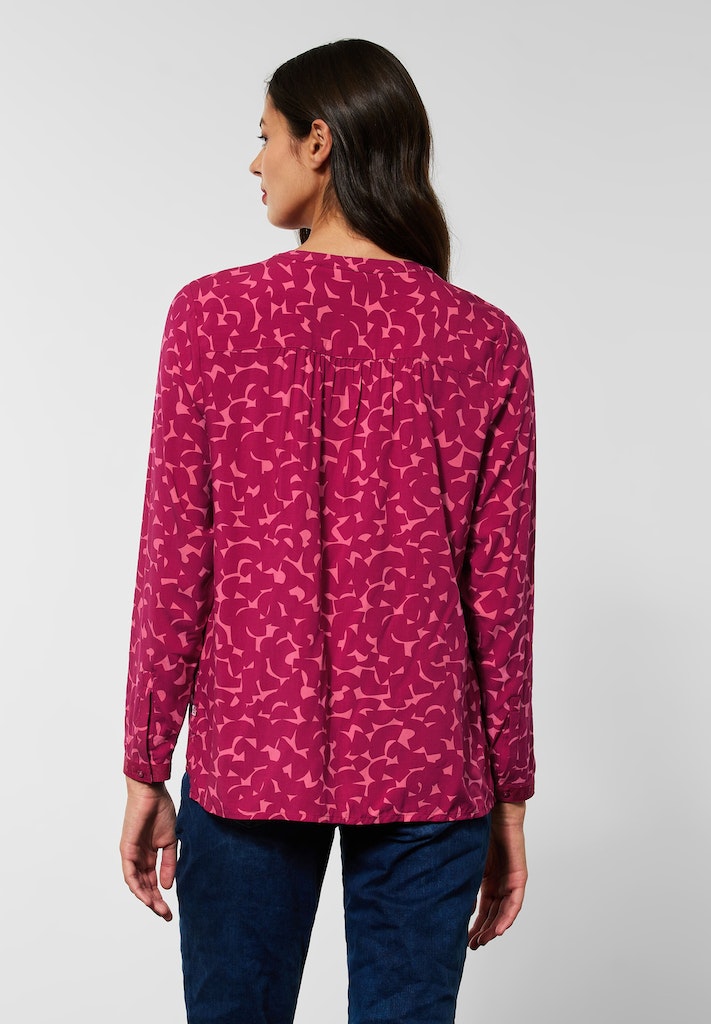 Street One Damen kaufen online Viskose bequem Langarmbluse mit Bluse rose bei woody Print