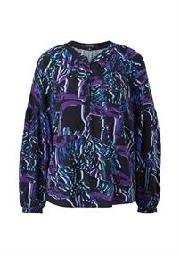 Viskosebluse mit abstraktem Muster schwarz
