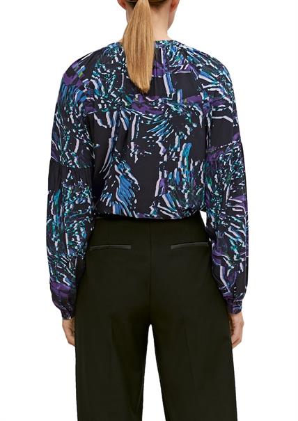 Viskosebluse mit abstraktem Muster schwarz