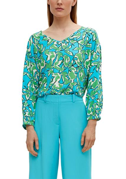 Viskosebluse mit V-Ausschnitt grün