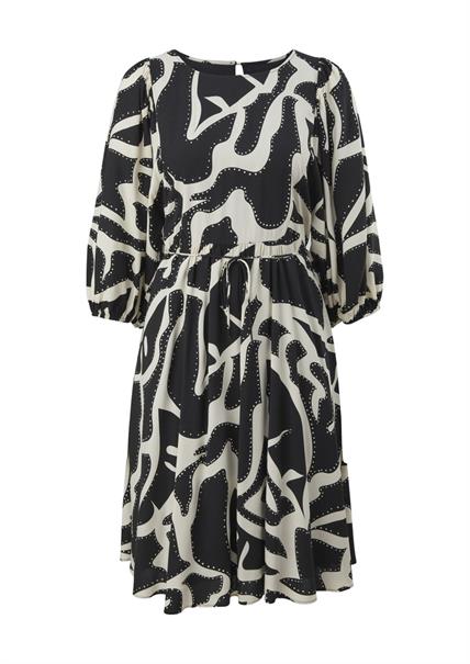 Viskosekleid mit Balloonärme schwarz