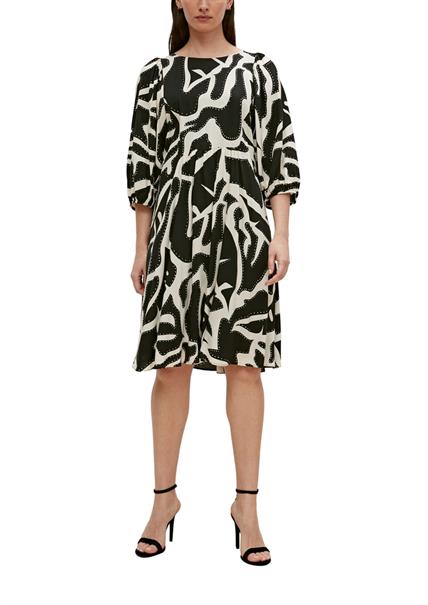 Viskosekleid mit Balloonärme schwarz