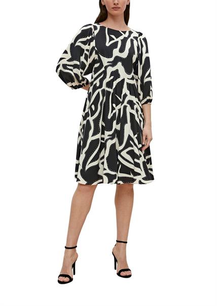 Viskosekleid mit Balloonärme schwarz