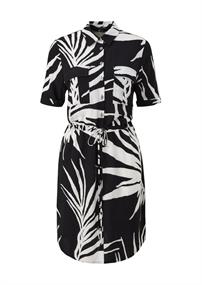 Viskosekleid mit Crêpestruktu schwarz