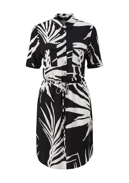 Viskosekleid mit Crêpestruktu schwarz