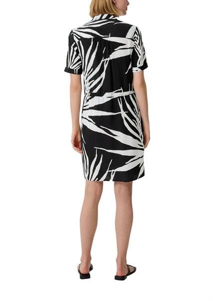 Viskosekleid mit Crêpestruktu schwarz