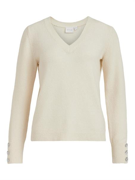 VISPARKLE L/S V-NECK KNIT TOP/PB birch
