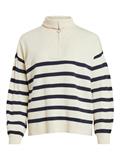 VISUZA ZIPPER L/S STRIPE KNIT TOP/LD birch