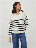 VISUZA ZIPPER L/S STRIPE KNIT TOP/LD birch