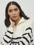 VISUZA ZIPPER L/S STRIPE KNIT TOP/LD birch
