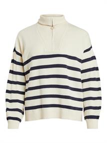 VISUZA ZIPPER L/S STRIPE KNIT TOP/LD birch