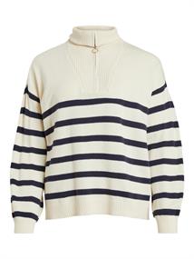 VISUZA ZIPPER L/S STRIPE KNIT TOP/LD birch