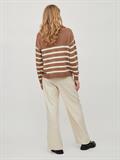 VISUZA ZIPPER L/S STRIPE KNIT TOP/LD portabella