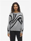 VITIF JACQUARD L/S KNIT TOP - NOOS medium grey melange