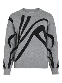 VITIF JACQUARD L/S KNIT TOP - NOOS medium grey melange