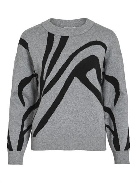 VITIF JACQUARD L/S KNIT TOP - NOOS medium grey melange