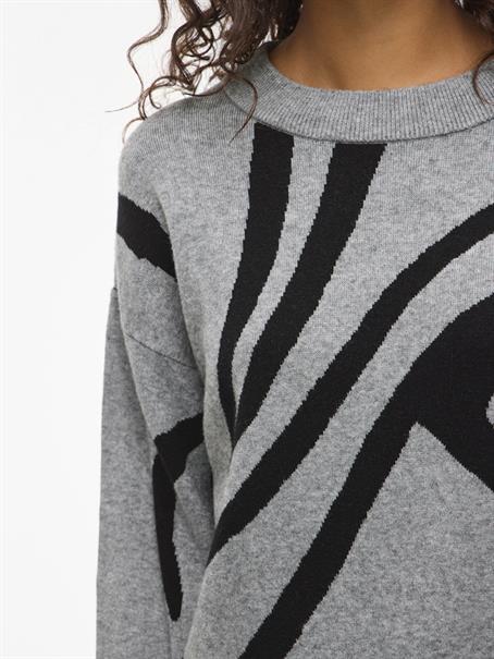 VITIF JACQUARD L/S KNIT TOP - NOOS medium grey melange