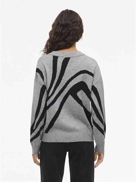 VITIF JACQUARD L/S KNIT TOP - NOOS medium grey melange