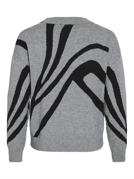 VITIF JACQUARD L/S KNIT TOP - NOOS medium grey melange