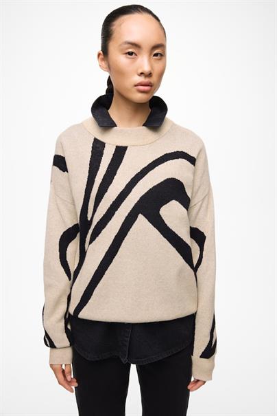 VITIF JACQUARD L/S KNIT TOP - NOOS natural melange