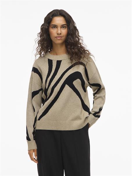 VITIF JACQUARD L/S KNIT TOP - NOOS natural melange