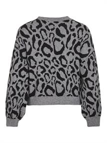 VITIP O-NECK L/S JACQUARD KNIT TOP/R/1 medium grey melange