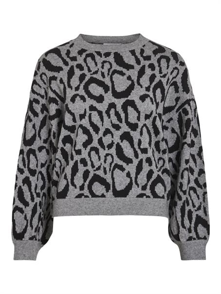 VITIP O-NECK L/S JACQUARD KNIT TOP/R/1 medium grey melange