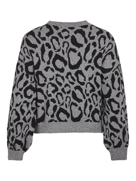 VITIP O-NECK L/S JACQUARD KNIT TOP/R/1 medium grey melange
