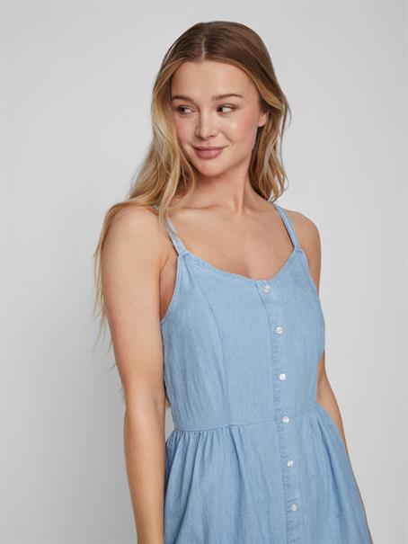 VIZIA STRAP MIDI DENIM DRESS - NOOS light blue denim