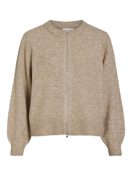 VIZICHY O-NECK L/S ZIP KNIT CARDIGAN/R natural melange
