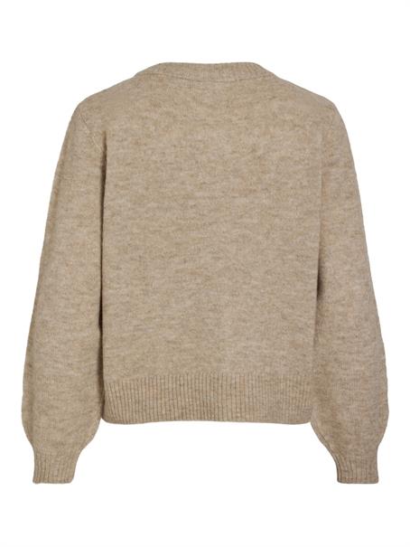 VIZICHY O-NECK L/S ZIP KNIT CARDIGAN/R natural melange