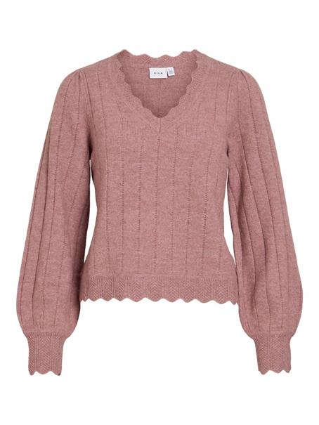 VIZIRA V-NECK L/S DETAIL KNIT TOP/VOL nostalgia rose