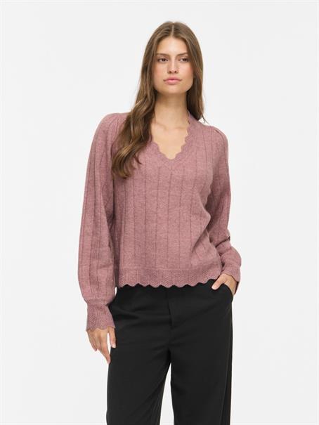 VIZIRA V-NECK L/S DETAIL KNIT TOP/VOL nostalgia rose