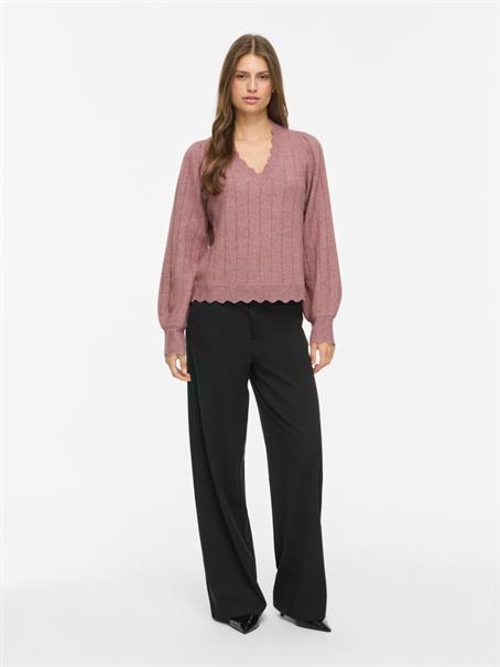 VIZIRA V-NECK L/S DETAIL KNIT TOP/VOL nostalgia rose