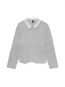 VMALMA LS STRIPED POLO TEE EXP light grey melange