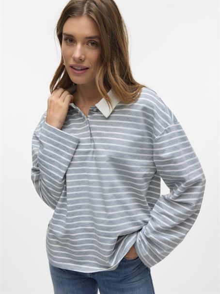 VMALMA LS STRIPED POLO TEE EXP light grey melange