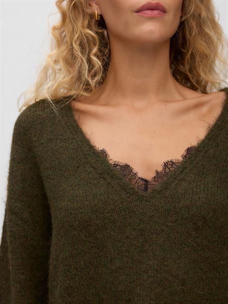 VMBERRY LACE LS V-NECK PULLOVER NOOS forest night