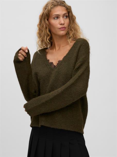 VMBERRY LACE LS V-NECK PULLOVER NOOS forest night