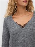 VMBERRY LACE LS V-NECK PULLOVER NOOS medium grey melange