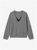 VMBERRY LACE LS V-NECK PULLOVER NOOS medium grey melange