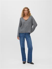 VMBERRY LACE LS V-NECK PULLOVER NOOS medium grey melange