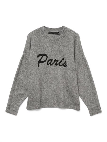 VMBOOM LS O-NECK TEXT PULLOVER NOOS medium grey melange