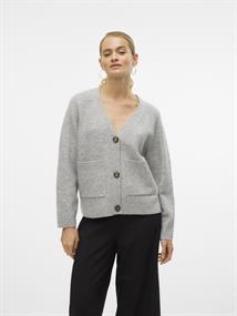 VMBOOM LS V-NECK BUTTON CARDIGAN GA NOOS light grey melange