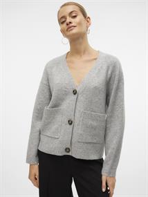 VMBOOM LS V-NECK BUTTON CARDIGAN GA NOOS light grey melange